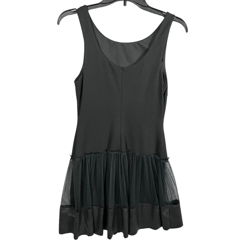 Bailey 44 Black Sleeveless Dress Sz M Drop Waist Sheer Skirt Used Lined - Picture 1 of 6